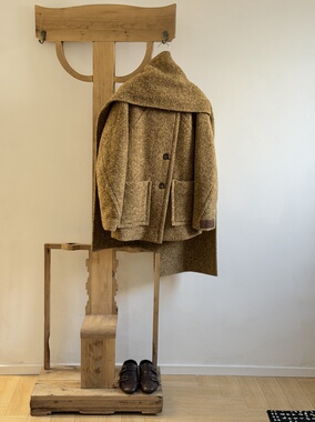 NMORE • 设计师品牌轻盈保暖意大利面料骆马绒围巾造型大衣