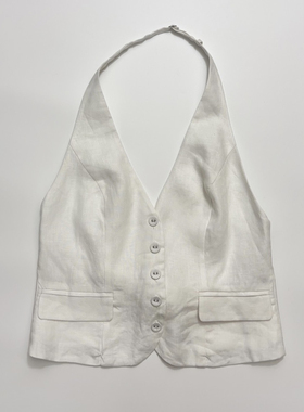 V领无袖露背马甲背心女