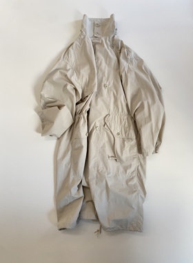 极简廓形设计可拆卸连帽酵素洗水长款风衣外套薄款