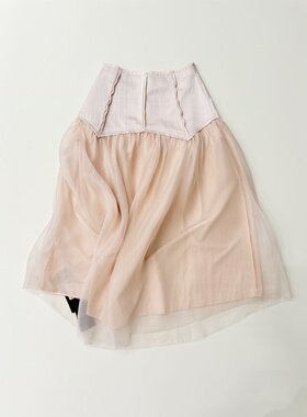 Tèbianco白茶•温柔风甜酷小众解构主义金属丝拼真丝绡纱质半裙