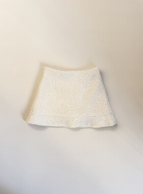 Tèbianco白茶• 设计师款手工亮片小香风半裙