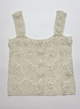 法式针织镂空 手工 钩花吊带背心