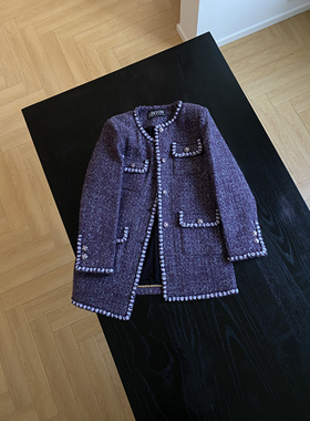 小香风短款粗花呢款名媛风毛呢女短外套