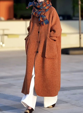 2024秋冬新款高定欧版斗篷大衣宽松廓型羊毛大衣气质长款时尚