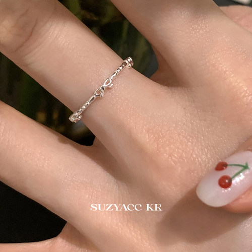 suzyacc kr极简风小众设计纯银蝴蝶结戒指纤细轻奢高级感食指戒女