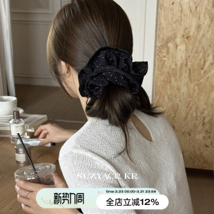 suzyacc 黑色波点大肠圈复古高级感头花低马尾发圈女 kr赵露思同款