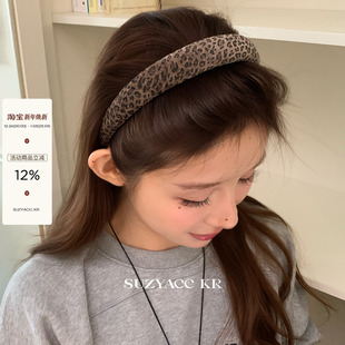 洗脸头箍 小众设计甜酷个性 suzyacc kr绒面豹纹海绵发箍女2025新款