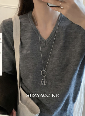 suzyacc kr小众设计感极简眼镜毛衣链独特个性高级百搭通勤长项链