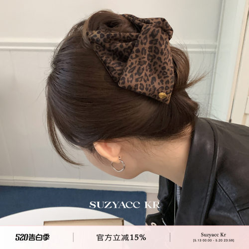 suzyacc kr通勤个性小众豹纹绒面三角抓夹气质小众设计感盘发发夹