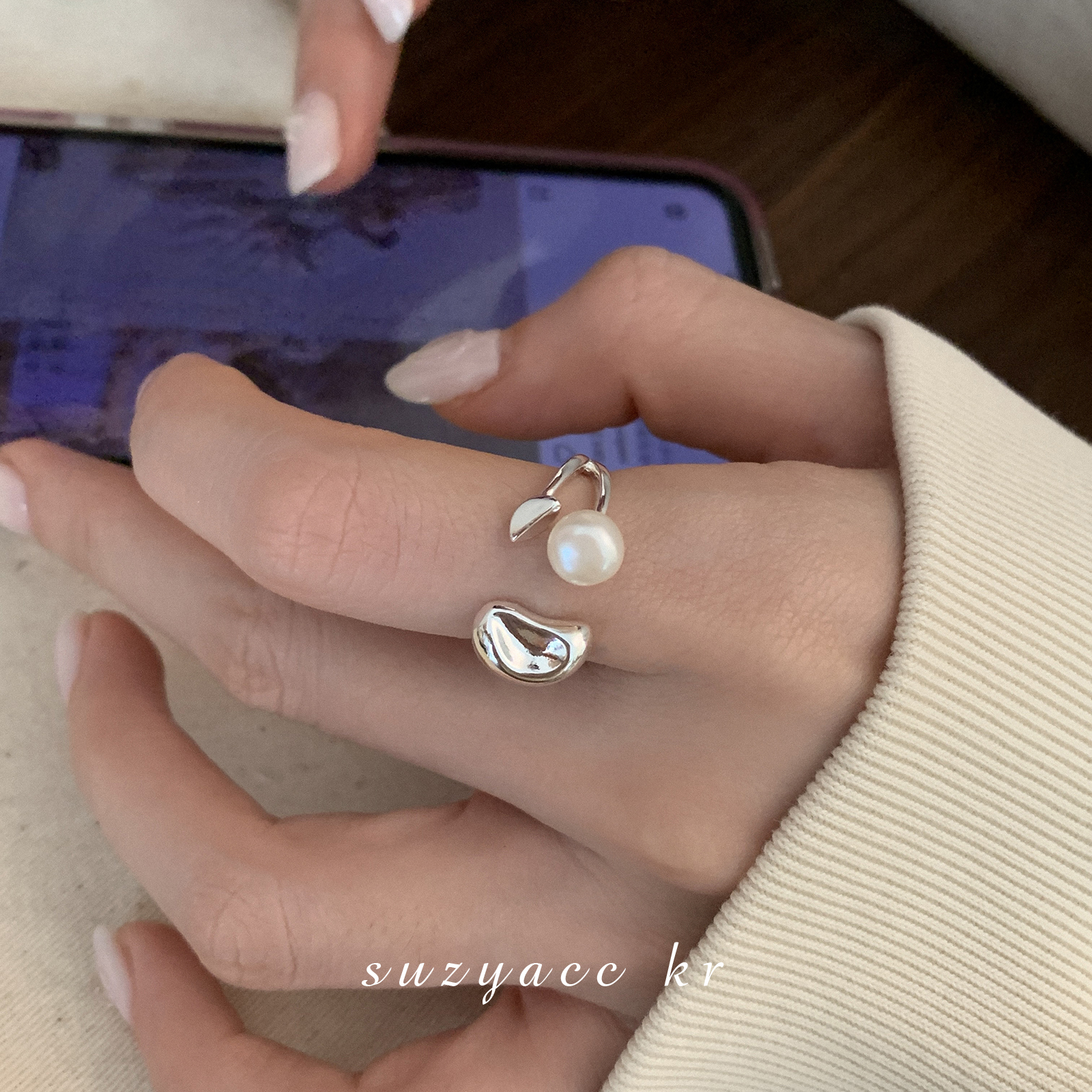 珍珠开口戒指简约高级