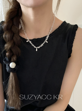 suzyacc kr拉丝水滴水晶项链女款2026新款个性小众简约ins锁骨链
