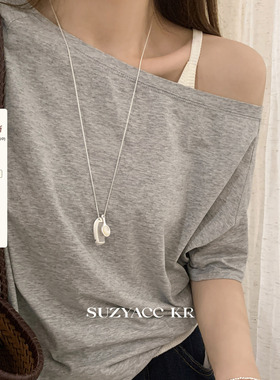 suzyacc kr小众设计感贝母梳子毛衣链女款2025新款叠戴卫衣长项链