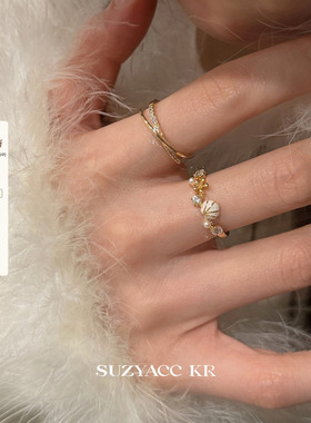 suzyacc kr小众设计百搭合成锆石戒指轻奢气质高级食指戒高级指环