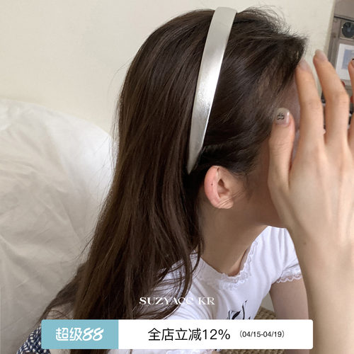 suzyacc kr韩妹银色彩色pu皮质发箍女2026新款气质小众高级感头箍