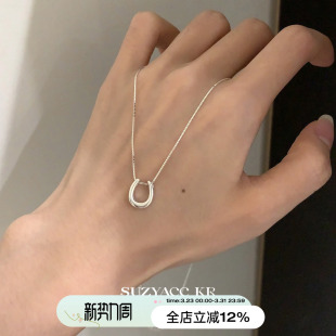 suzyacc kr极简风纯银马蹄扣项链2025新款早秋气质小众高级毛衣链