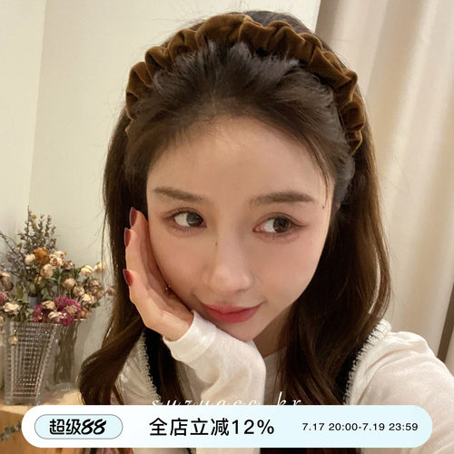 甜美丝绒细发箍高颅顶
