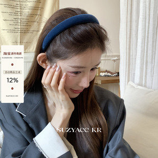 suzyacc 小众设计高智简约头箍 kr复古丝绒高颅顶海绵发箍2025新款