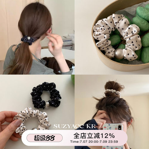 suzyacc kr法式百搭爱心波点小众皮筋发圈温柔通勤高级皮筋头绳