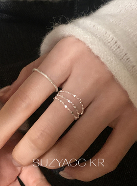 suzyacc kr小众简约纯银三层链条抽拉戒指温柔超仙气质温柔食指戒