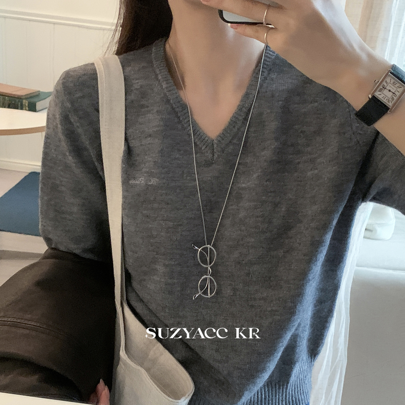 suzyacc kr小众设计感极简眼镜毛衣链独特个性高级百搭通勤长项链