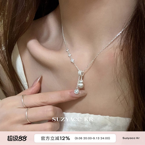 suzyacc kr纯银拉丝葫芦吊坠项链国风小众设计感本命年叠戴颈链