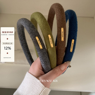 suzyacc kr气质高级金标毛线彩色细发箍2025新款复古百搭通勤头箍