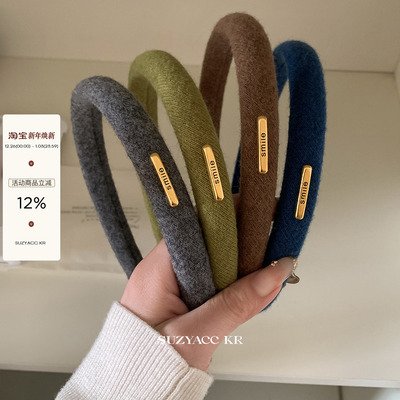 suzyacc kr气质高级金标毛线彩色细发箍2025新款复古百搭通勤头箍