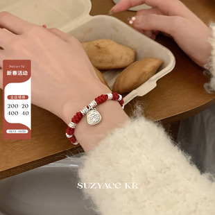 suzyacc kr纯银招财猫盘缠手串手链女精致小众高级重工送闺蜜手饰