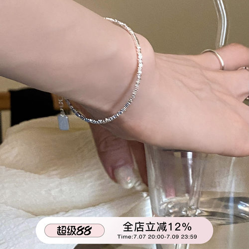suzyacc kr极简纤细碎银子纯银手链ins小众设计女生叠带串珠手饰