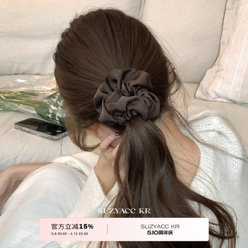 suzyacc kr气质缎面小肠圈褶皱发圈女简约小众通勤百搭低马尾皮筋