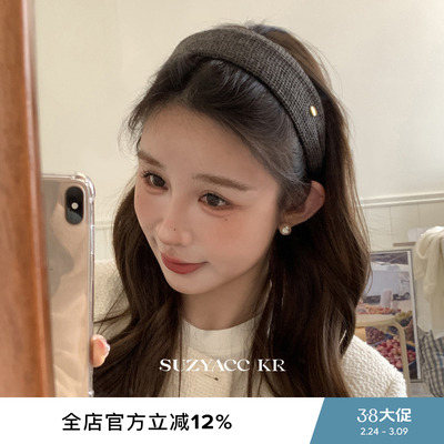 【藤姐同款 】suzyacc kr松弛感纯色布艺金标宽边发箍老钱风头箍