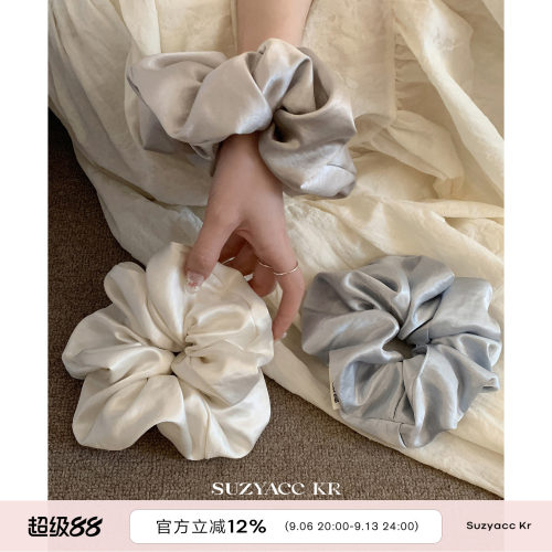 suzyacc kr缎面光泽感大号发圈女低马尾皮筋法式简约高级大肠圈