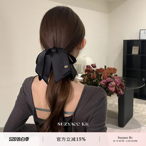 suzyacc kr气质蝴蝶结飘带抓夹女2025新款法式设计高级感马尾夹