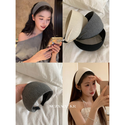 suzyacc kr易梦玲同款加宽坑条发箍2026新款简约气质高级感发带女