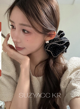 【新品限时2件88折】2.12 20点黑色波点花苞发圈小蛮腰