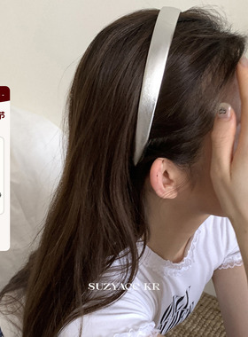 suzyacc kr韩妹银色彩色pu皮质发箍女2024新款气质小众高级感头箍