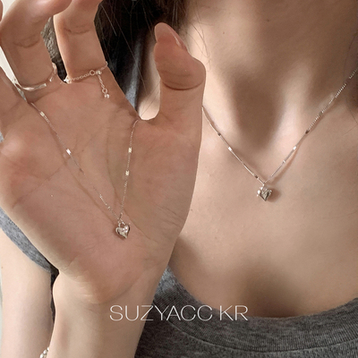 suzyacc kr纯银爱心项链简约小众百搭高级感微闪锁骨链ins风颈链
