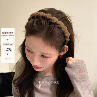 suzyacc kr秋冬温柔气质毛呢齿梳发箍通勤简约质感百搭高颅顶头箍