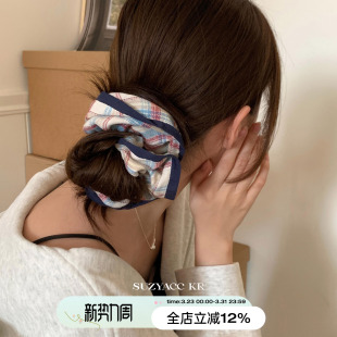 suzyacckr格纹布艺大肠圈女2026新款 低马尾韩系高级小众皮筋头绳