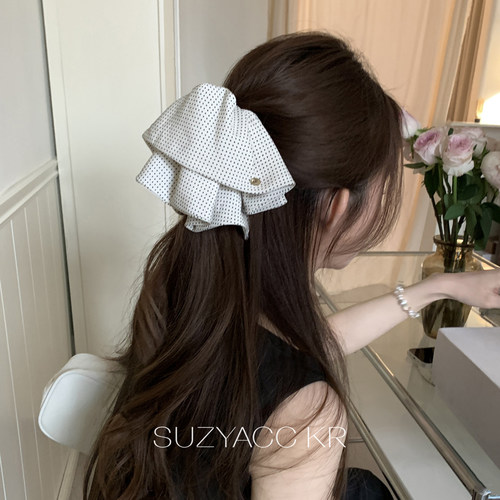 suzyacc kr波点裙摆后脑勺抓夹马尾夹法式复古简约高级感盘发发夹