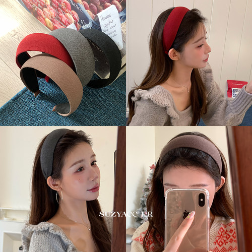 suzyacc kr易梦玲同款加厚宽边发箍女2026新款老钱风简约高级头箍