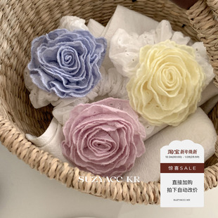 冰淇淋色系刺绣花边花朵发圈女2025温柔小众头绳 任选4件 99元