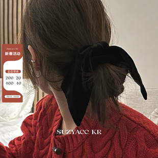 suzyacc kr甜美法式复古丝绒蝴蝶结发圈低调百搭高级感气质头绳