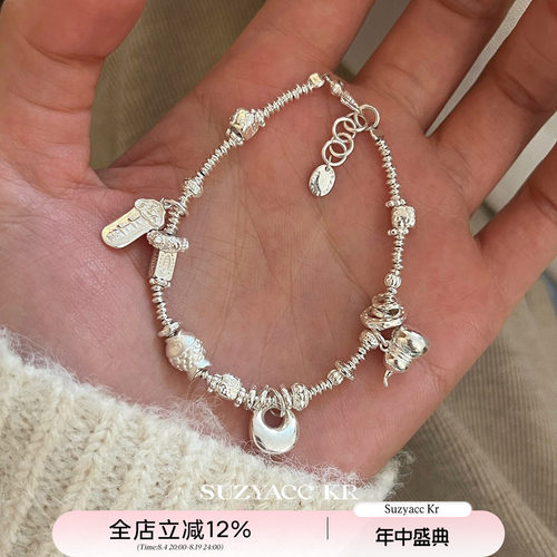 suzyacc kr百搭纯银葫芦小胖福吊坠手链简约小众设计感ins风手饰