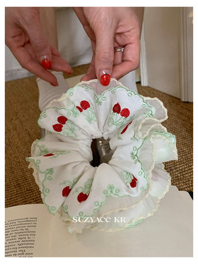 【新品限时2件88折】3.11 20：00樱桃刺绣蕾丝发圈