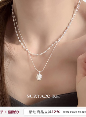 suzyacc kr贝壳吊坠双层项链气质简约小众锁骨链百搭高级感颈链