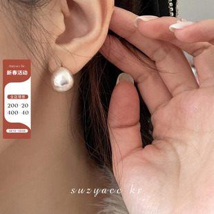 suzyacc kr简约小众设计感做旧小银球耳钉2026年新款潮百搭耳饰女
