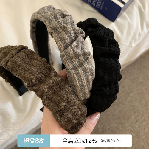 suzyacc kr小清新条纹褶皱发箍女2026新款复古小众气质高级感头箍
