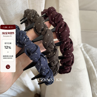 suzyacc kr波点扭结倒插梳发箍女2025新款复古小众设计感洗脸头箍
