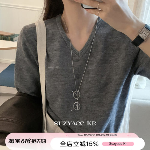 suzyacc kr小众设计感极简眼镜毛衣链独特个性高级百搭通勤长项链